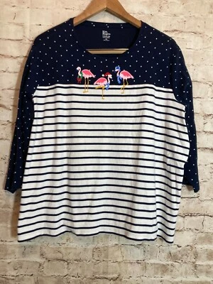 Top Kim Rogers Mujer 2X Perfectamente Suave Flamenco Escena Navidad Algodón Elástico Foto 1 de 4