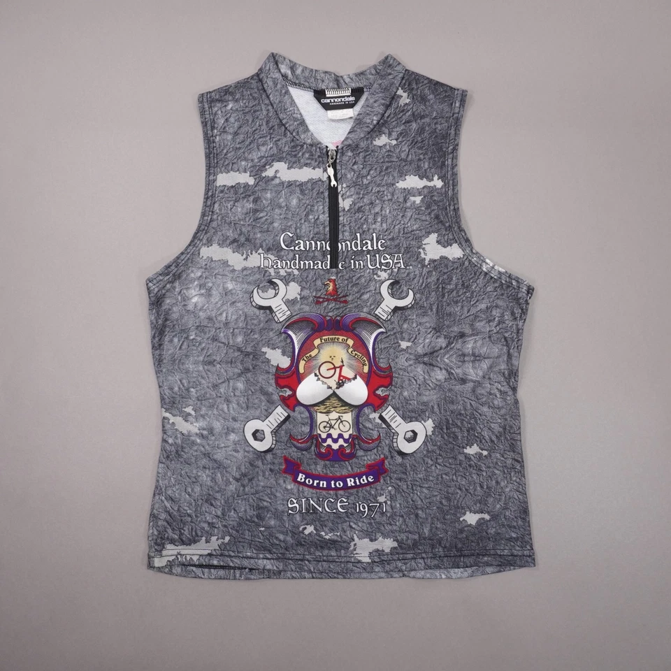 Vintage Cannondale Born To Ride Sleeveless Cycling Jersey Womens Large Gray USA - Image 1 of 4