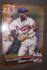 Travis Demeritte #06/10 signiert 2017 Bowman Gold 5x7 Jumbo Autogrammkarte #06/10 - Bild 1 von 1