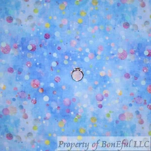 BonEful Fabric FQ Cotton Quilt Blue Tonal Rainbow Bubble Water Calico Blender US - Picture 1 of 12