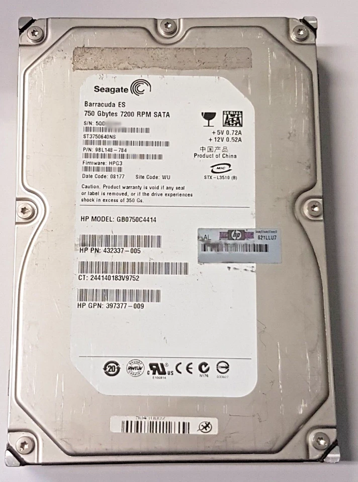 750 GB SATA Seagate barracuda It ST3750640NS 7200rpm 16MB HDD 3.5 " Hard Drive - Image 1 of 1