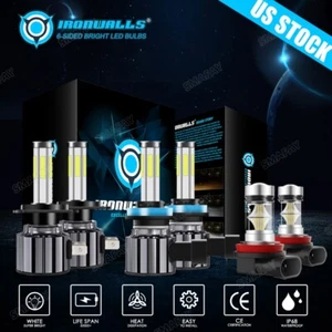 6side LED Headlight High Low Beam Fog Light White For Ford Fusion 2006 2007-2016 - Picture 1 of 17