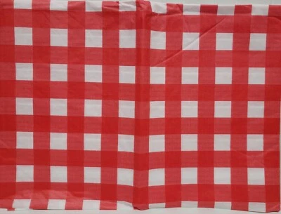 Thin Vinyl Tablecloth 52"x70" Oblong, RED & WHITE BUFFALO CHECKERED, AAC - Image 1 of 4