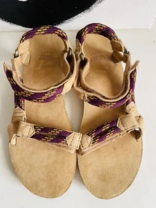 Teva Sandal Wms Sz10 Universal Rope Strappy Flat Purple Suede Comfort Sporty - Picture 1 of 5