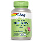 Solaray Echinacea w/ Vitamin C & Zinc 850mg | 100 VegCaps, 50 Serv.