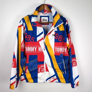 Tommy Hilfiger Men's Windbreaker L Multicolor Logo Retro Skater AS IS NWT - Picture 1 of 24