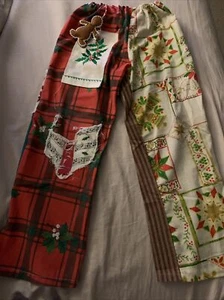 Patchwork Handsewn Christmas Pants Boys Size 8 - Picture 1 of 10