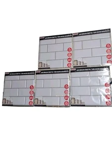 Lot Of 5 White Subway Wall Tile Peel & Stick 3D Lot 12" Kitchen Bathroom Set - Picture 1 of 3