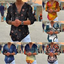 Trendy V Neck Half Sleeve Printed T Shirt Top for Men Slim Fit Casual Tee