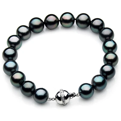 10-12mm Real Tahitian black pearl bracelets Pacific Pearls® Gifts For Girlfriend - Image 1 of 4