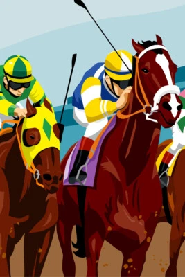 Jockeys Racing Horses Cool Wall Decor Art Print Poster 12x18 - Image 1 of 3