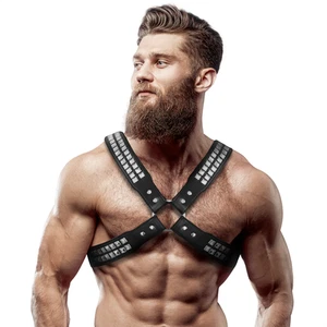 FETISH SUBMISSIVE ATTITUDE - HERREN-HALSBAND AUS ÖKOLEDER MIT GEKREUZTER BRUST U - Picture 1 of 4