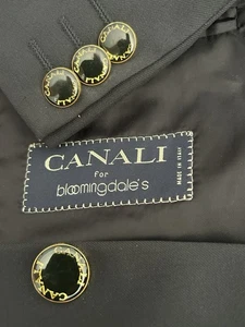 Canali Made in Italy Solid Navy Blue Blazer Inscribed Buttons Size 38S - Picture 1 of 11