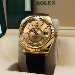 Rolex Sky-Dweller 42mm 326238 Yellow Gold Oyster Flex Champagne Dial Watch 2023 - Picture 1 of 5