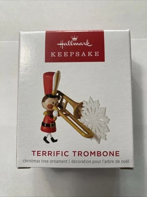 2022 Hallmark Terrific Trombone MINIATURE Keepsake Christmas Band Ornament NEW