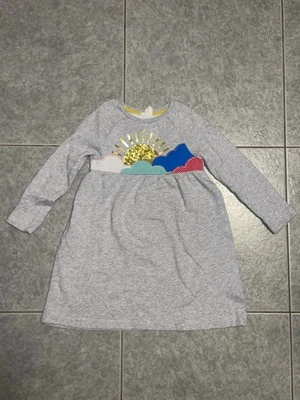 MINI BODEN Girl's Sunshine Clouds Applique Sweatshirt Dress Sequin, Size 6-7 Y - Image 1 of 4