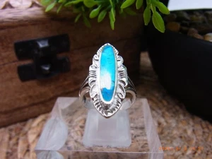 925 Silber Ring Vintage synth. Türkis Gr. 16,9 mm / 53 Artnr. R.1792 - Bild 1 von 7