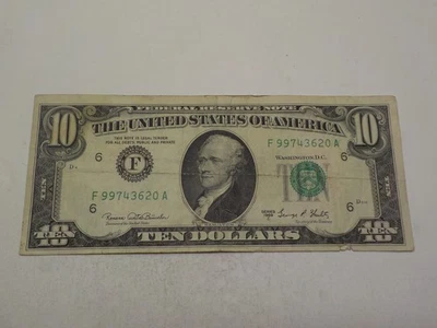 RARE 1969 C SERIES $10 DOLLAR BILL F99743620A HIGH FANCY SERIAL NUMBER, ATLANTA - Image 1 of 4