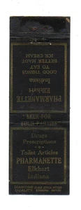 Pharmanette Elkhart Indiana Diamond Quality DQ Front Strike Matchbook Cover - Picture 1 of 1