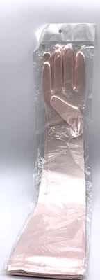 Nuevo en Paquete Guantes de Satén Rosa Claro 19 Pulgadas Largo Halloween, Bodas Ópera Foto 1 de 4