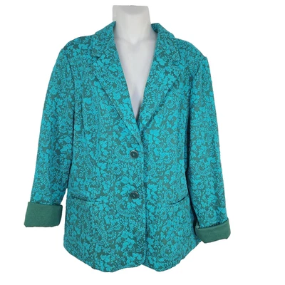 Isaac Mizrahi Live Blazer Jacket Women's Large Jacquard Floral Brocade Button Up - Image 1 of 4