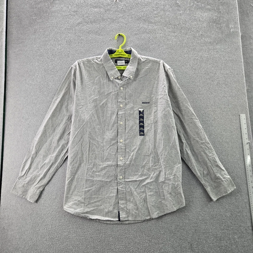 U.S. Polo Assn. Camisa con botones XXL gris geométrica manga larga para hombre nueva con etiquetas Foto 1 de 4