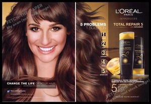 L'Oreal 2010s Print Advertisement (2 pages) 2013 Lea Michele Glee Actress Hair - Picture 1 of 1
