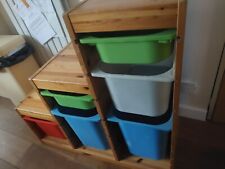 IKEA TROFAST Solid Pine Children's Toys Storage with 7 Coloured Boxes 