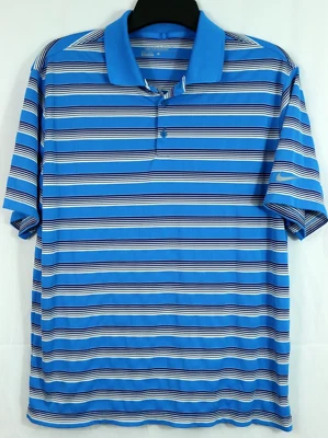 Nike Golf Tour Performance Polo L Dri-Fit Azul Rayas Manga Corta Camisa Foto 1 de 4