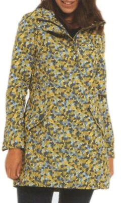 Printed Rain Coat Waterproof Breathable Jacket Hidden Hood Ladies Parka - image 1 of 2