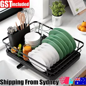 Large Capacity Dish Drainer Carbon Steel Dish Drying Rack Drainboard Dish Rack A - Picture 1 of 11
