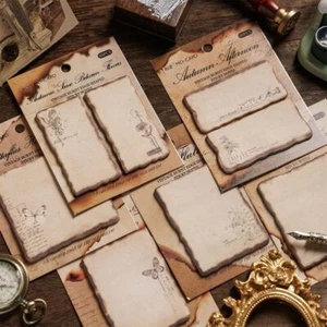 Self-adhesive Memo Pad Vintage Burnt Series Tearable Note Pad School Office - Picture 1 of 16