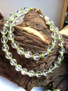 SCHMUCK-STCK Peridot BERGKRISTALL STEIN KETTE NEU KUGELN Facetten 45 cm - Picture 1 of 1