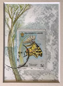 Swallowtail Butterfly Postage stamp art, ACEO original, Philately gifts - Picture 1 of 9