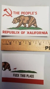 Vintage California State Flag Bumper Stickers HEAVY DUTY 2 pack LOT  - Picture 1 of 12