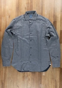BARBA Napoli Dandy Life gray blue flannel cotton shirt Size 39 / 15.5 authentic - Picture 1 of 5