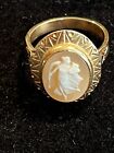 Antique 14K Victorian Carved Cameo Angel With Harp 8 Grams Large Size Not Scrap