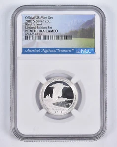 2018-S Silver PF70 ANT Block Island Quarter Limited Edition NGC - Picture 1 of 5