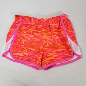 Under Armour Girl's Shorts Running Orange Pink Loose Youth LARGE YLG Heat Gear - Picture 1 of 5