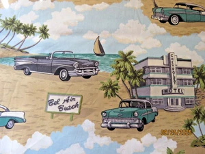Chevrolet Chevy Trademark Vtg. 2000   Concord Fabrics CF0999 Bel Air Beach Hotel - Picture 1 of 9