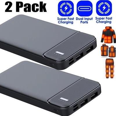 Paquete de 2 baterías de 10000/30000 mAh para chaleco térmico pantalones teléfono celular banco de energía Foto 1 de 4