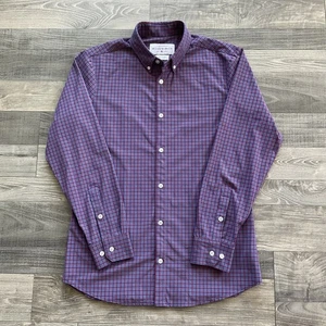 Mizzen Main Leeward Performance Shirt Men MEDIUM Trim Blue/Red Plaid Button Down - Picture 1 of 10