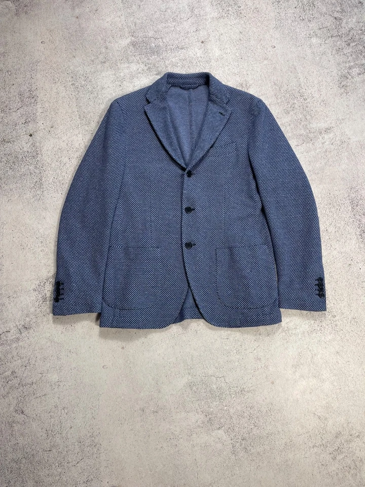 Blazer Altea Milano Para Hombre Esmoquin Azul 3 Piezas Algodón/Seda Chaqueta Talla 48 Foto 1 de 4