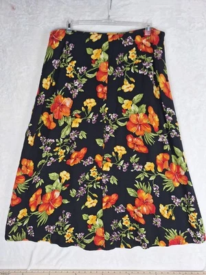 Jones Нью-Йорк 100% шелк трапециевидная юбка с подкладкой яркий цветочный гавайский женщин 20 Вт - Изображение 1 из 4
