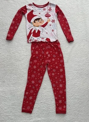 Conjunto de pijama de Natal Elf On The Shelf 2 peças camisa e calça tamanho 10 leve - Imagem 1 de 4