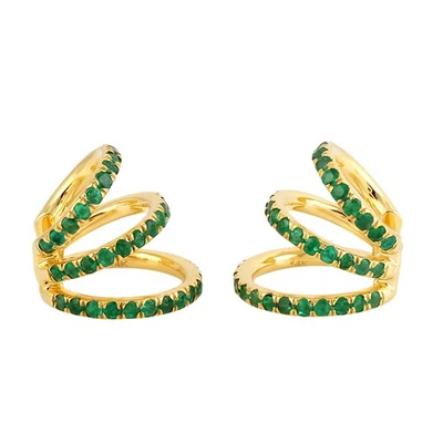 Carat Emerald Cuff For Women 14k Yellow Gold Earrings For Women - Image 1 of 4