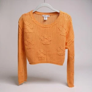 Sincerely Jules Damen XL Orange Blumen Strick Cropped Pullover Pulli - Bild 1 von 8