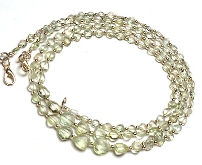 天然海蓝宝石 4 至 8 毫米尺寸直钻心珠项链 17.5 — 第 1/4 张图片