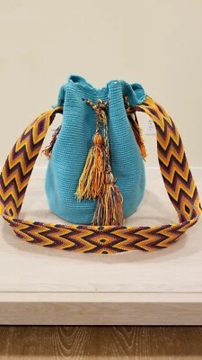 Bolso Bandolera Grande/100% Auténtico Colombiano Wayuu Mochila/Hecho a Mano Foto 1 de 4