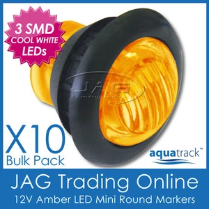 10 x 12V 3-SMD LED AMBER ROUND CLEARANCE MARKER LAMP PILOT LIGHT - Truck/Trailer - Picture 1 of 5